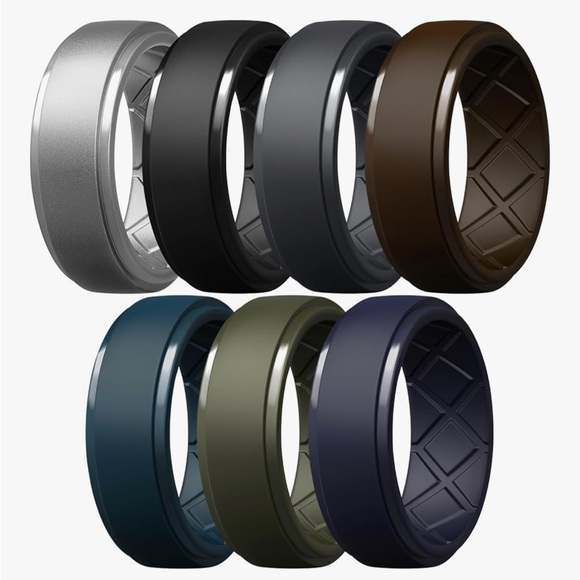 Egnaro Other - Egnaro Men’s Silicone Rings 10mm Wide 2.5mm Thick Wedding Bands Fits 11.5-12